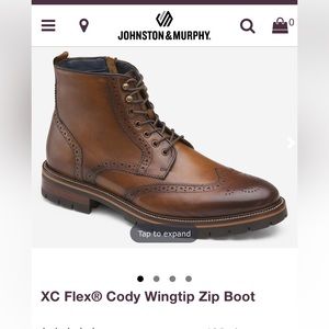 JOHNSTON & MURPHY CODY WINGTIP ZIP BOOT EXTREME COMFORT